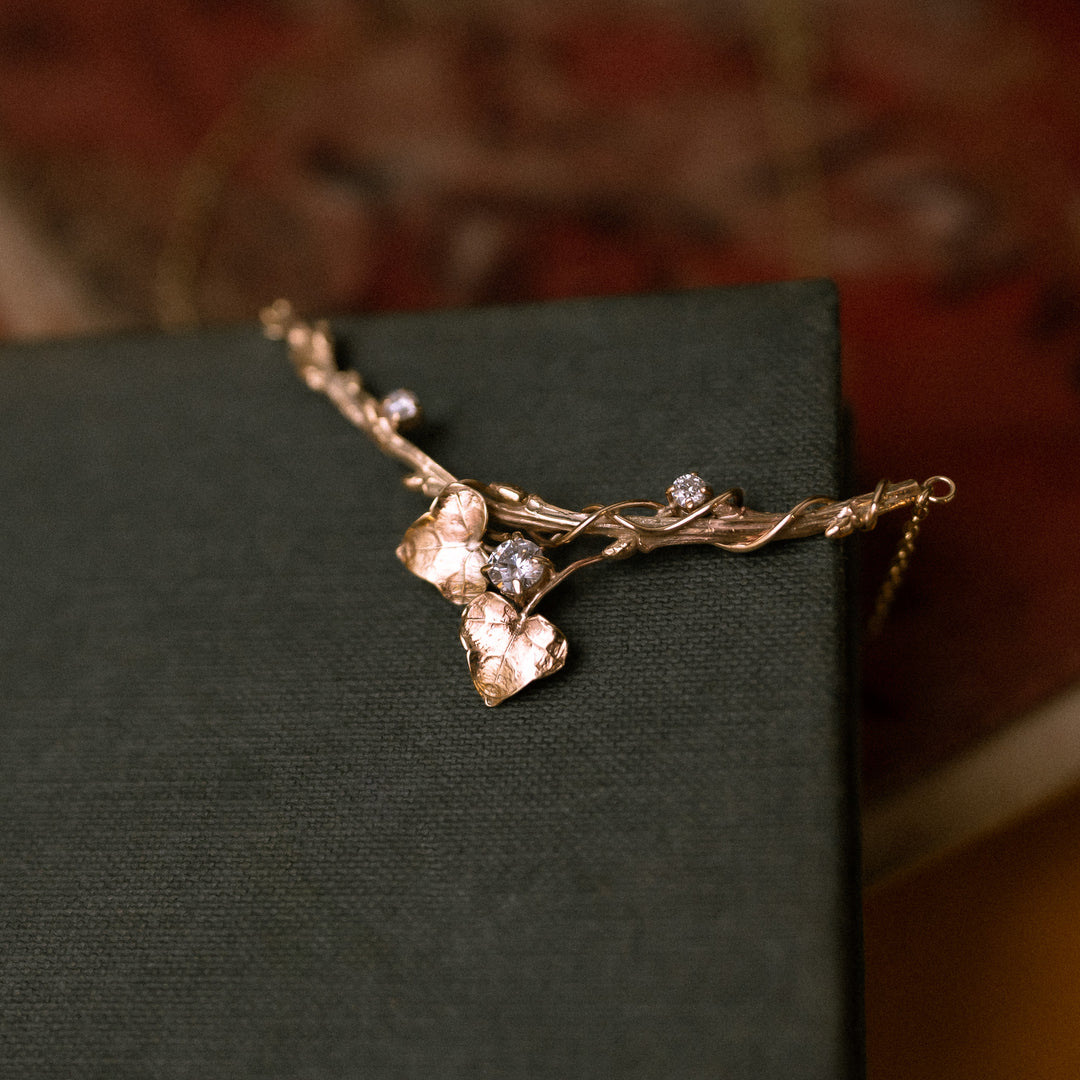 Gold Ivy Vine and Leaf One of a Kind Necklace